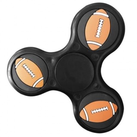 STRESS RELIEF TOY RUGBY PATTERN TRIANGLE FIDGET FINGER SPINNER (BLACK)