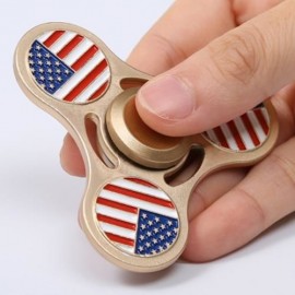 PATRIOTIC AMERICAN FLAG METAL FIDGET TRI HAND SPINNER (GOLDEN)