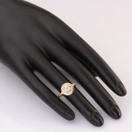 DELICATE WOMEN'S RHINESTONE DECORATED ROUND RING (GOLD)