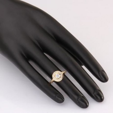 DELICATE WOMEN'S RHINESTONE DECORATED ROUND RING (GOLD)