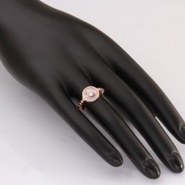 FASHIONABLE WOMEN'S RHINESTONE DECORATED ROUND ROSE GOLD RING (PLATINUM)