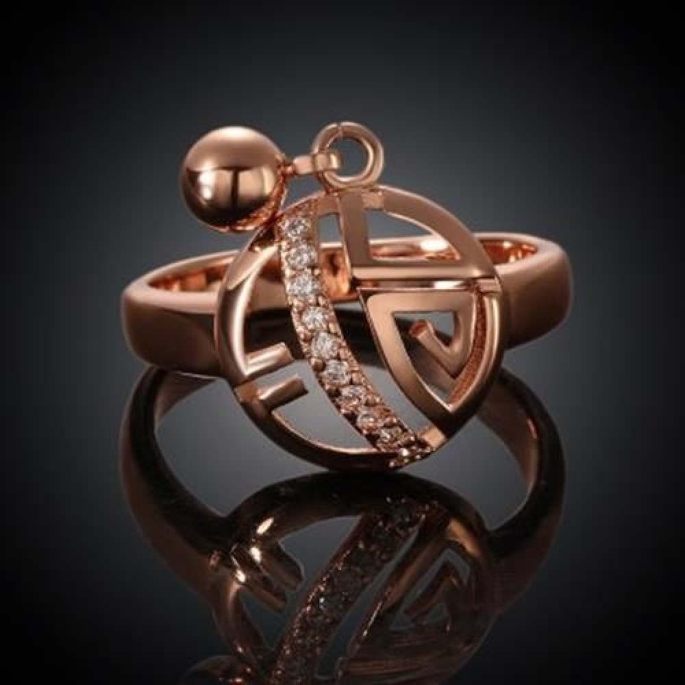 TRENDY WOMEN'S RHINESTONE OPENWORK RING (ROSE GOLD)