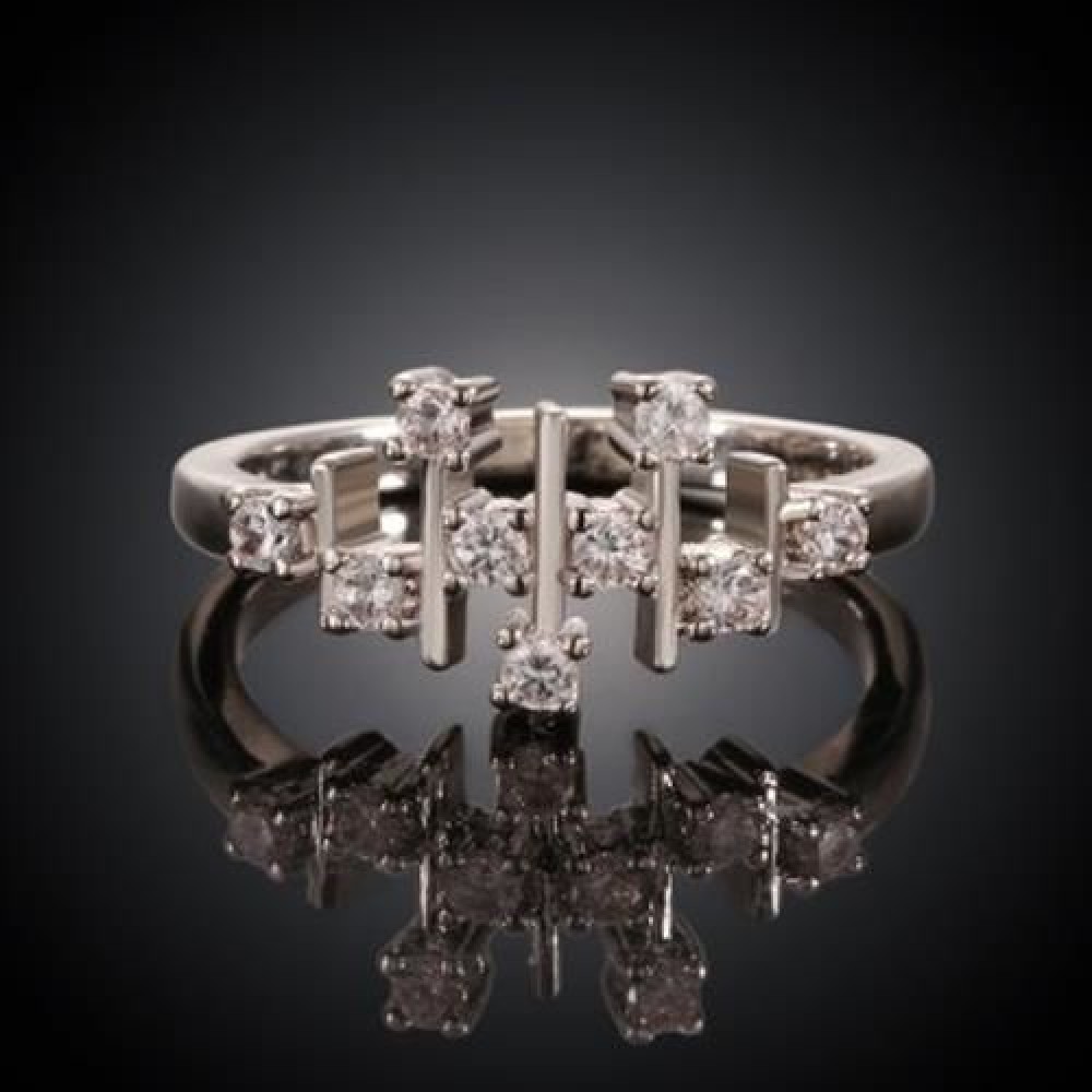 CHIC WOMEN'S RHINESTONE INLAID LAYERED RING (PLATINUM)