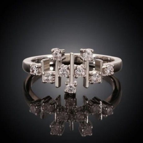 CHIC WOMEN'S RHINESTONE INLAID LAYERED RING (PLATINUM)