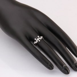 CHIC WOMEN'S RHINESTONE INLAID LAYERED RING (PLATINUM)