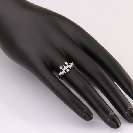 CHIC WOMEN'S RHINESTONE INLAID LAYERED RING (PLATINUM)