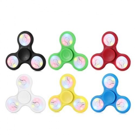 MULTI-COLOR PUSH BUTTON LED TRI-WING ABS FIDGET SPINNER WITH THREE FLASHING MODES FUNNY ST