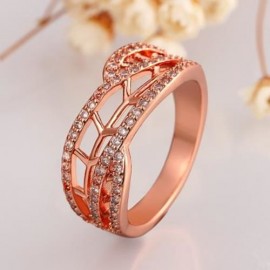 RHINESTONE INLAID OPENWORK BRANCHLIKE RING (ROSE GOLD)