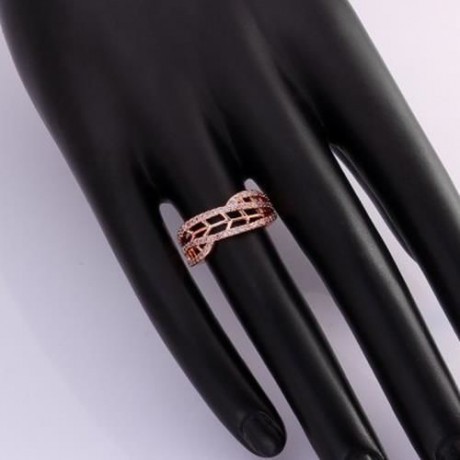 RHINESTONE INLAID OPENWORK BRANCHLIKE RING (ROSE GOLD)