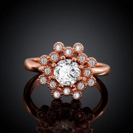 WOMEN'S RHINESTONE INLAID FLOWER RING (ROSE GOLDEN)