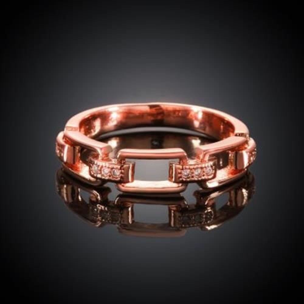 STYLISH WOMEN'S RHINESTONE DECORATED OPENWORK RING (ROSE GOLDEN)
