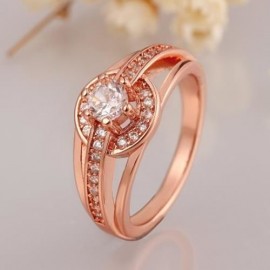 TRENDY WOMEN'S RHINESTONE OPENWORK ROUND RING (ROSE GOLD)