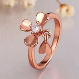 CHIC WOMEN'S RHINESTONE LEAF SHAPE RING (ROSE GOLD)