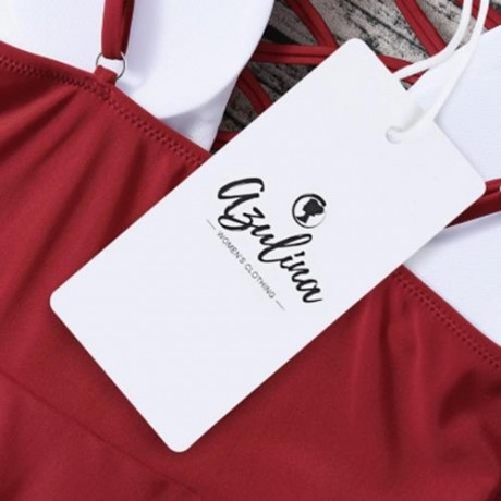 SPAGHETTI STRAP HOLLOW OUT PAD BACKLESS WOMEN SWIMSUIT (RED)