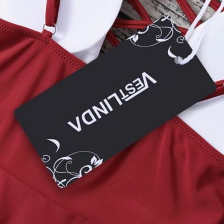 SPAGHETTI STRAP HOLLOW OUT PAD BACKLESS WOMEN SWIMSUIT (RED)