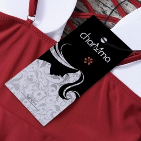 SPAGHETTI STRAP HOLLOW OUT PAD BACKLESS WOMEN SWIMSUIT (RED)