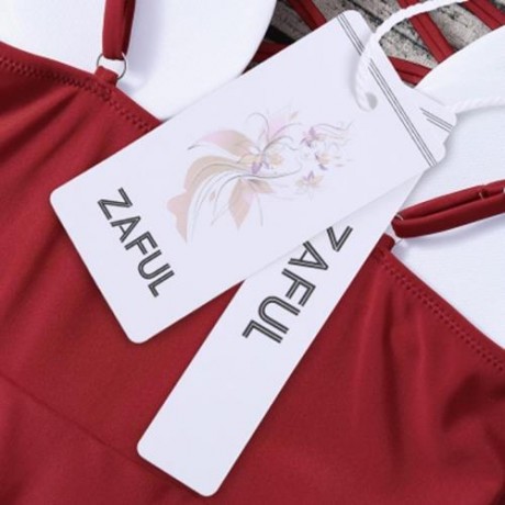 SPAGHETTI STRAP HOLLOW OUT PAD BACKLESS WOMEN SWIMSUIT (RED)