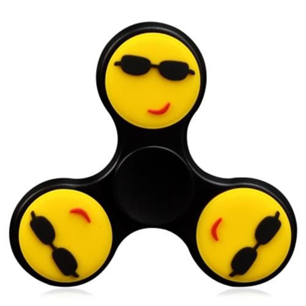 FIDDLE TOY STRESS RELIVER EMOTICON FIDGET SPINNER (BLACK)