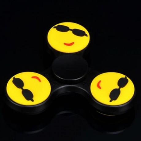 FIDDLE TOY STRESS RELIVER EMOTICON FIDGET SPINNER (BLACK)