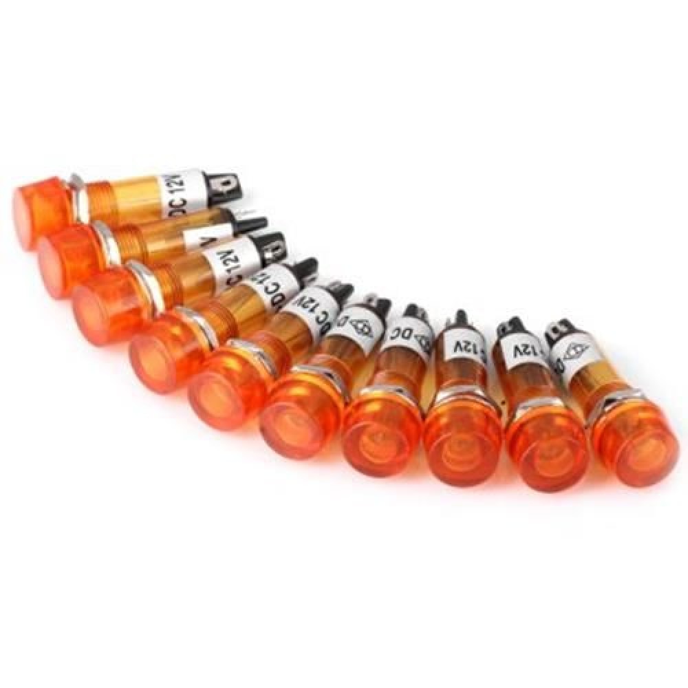 XD10 - 1 DIY HIGH PERFORMANCE 10MM DC 12V FLAT HEAD SIGNAL INDICATOR LIGHT - 10PCS (ORANGE XD10 - 1 DIY HIGH PERFORMANCE 10MM DC 12V FLAT HEAD SIGNAL INDICATOR LIGHT - 10PCS (ORANGE