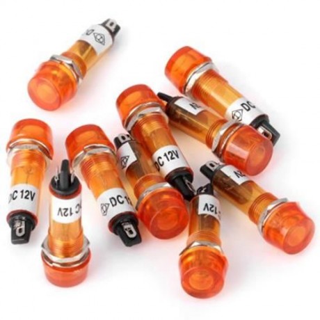 XD10 - 1 DIY HIGH PERFORMANCE 10MM DC 12V FLAT HEAD SIGNAL INDICATOR LIGHT - 10PCS (ORANGE