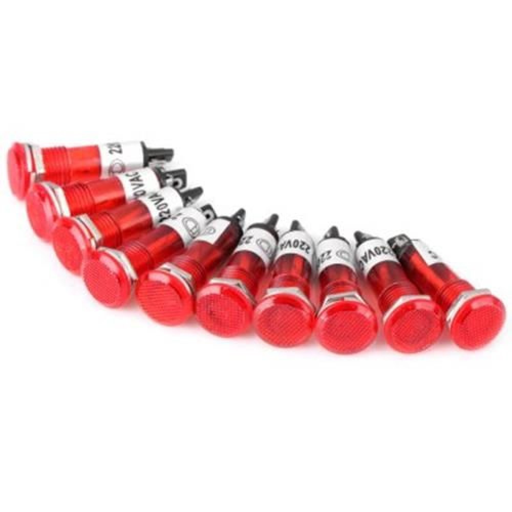 XD7 - 1 DIY 10MM AC 220V ELECTRONIC DEVICE FLAT HEAD SIGNAL INDICATOR LIGHT - 10PCS (RED) XD7 - 1 DIY 10MM AC 220V ELECTRONIC DEVICE FLAT HEAD SIGNAL INDICATOR LIGHT - 10PCS (RED)