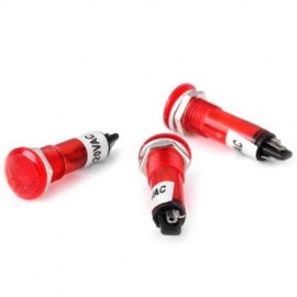 XD7 - 1 DIY 10MM AC 220V ELECTRONIC DEVICE FLAT HEAD SIGNAL INDICATOR LIGHT - 10PCS (RED)