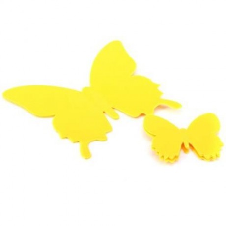 DIY 3D BUTTERFLY WALL STICKER ART DECAL PAPER FOR HOME ORNAMENT (YELLOW)