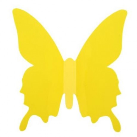 DIY 3D BUTTERFLY WALL STICKER ART DECAL PAPER FOR HOME ORNAMENT (YELLOW)