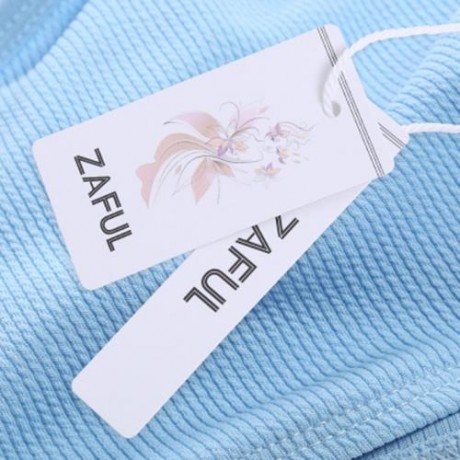 SPAGHETTI STRAP BACKLESS PAD LOW WAIST TIE WOMEN BIKINI SET (BLUE)