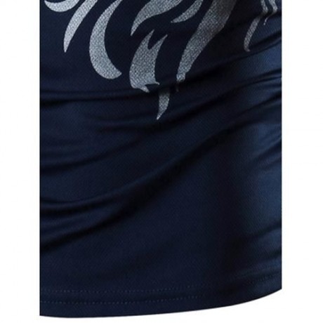 ROUND NECK PRINTED SHORT SLEEVE T-SHIRT FOR MEN (CADETBLUE)