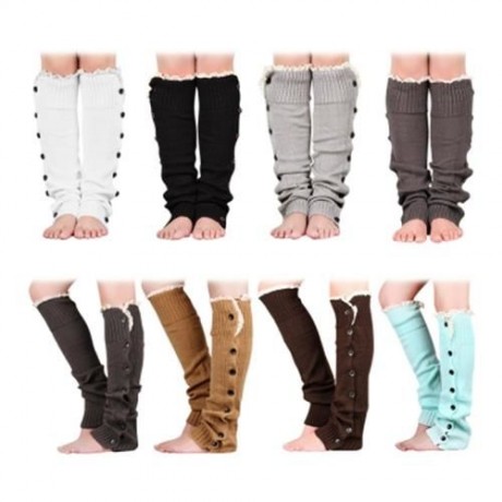 SWEET LACE HIGH KNITTED KNEE WARM BOOT SOCKS (LAKE BLUE)