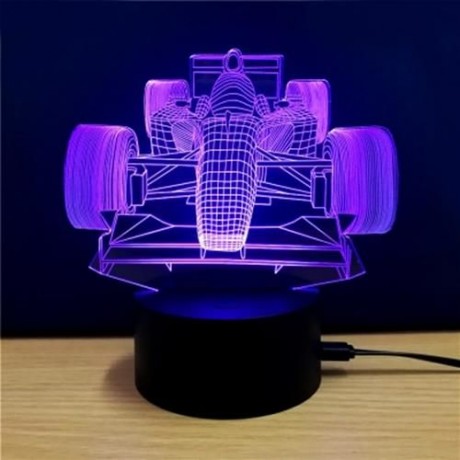 3D COLORFUL RACING CAR MODEL TOUCH SWITCH TABLE LAMP (WHITE)