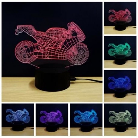 3D COLORFUL MOTORCYCLE MODEL TOUCH SWITCH LED TABLE LAMP (WHITE)