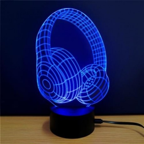 3D HEADSET MODEL TOUCH SWITCH LED TABLE LAMP (WHITE)