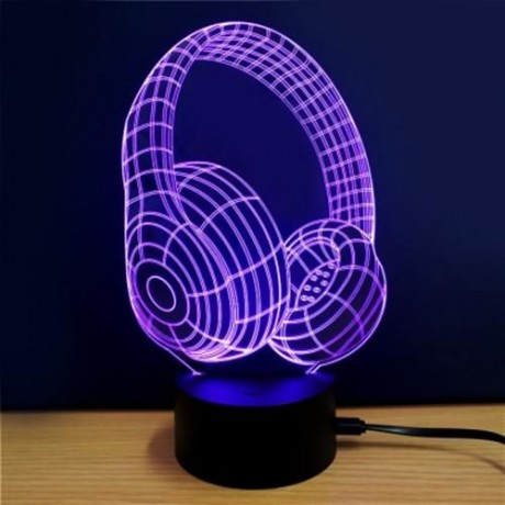 3D HEADSET MODEL TOUCH SWITCH LED TABLE LAMP (WHITE)