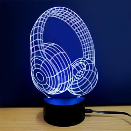 3D HEADSET MODEL TOUCH SWITCH LED TABLE LAMP (WHITE)