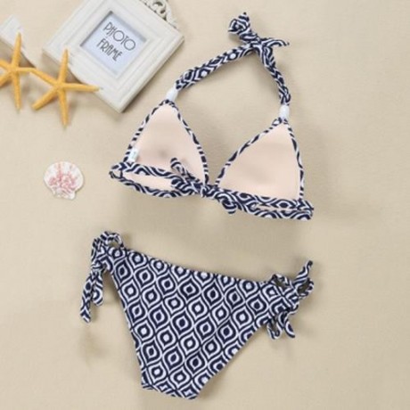 SMARTSEXY WOMEN 2-PIECE HALTER SWIMSUIT BIKINI SET (BLUE)