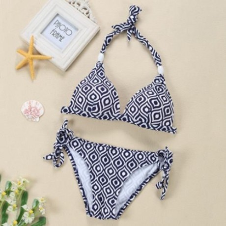 SMARTSEXY WOMEN 2-PIECE HALTER SWIMSUIT BIKINI SET (BLUE)