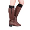 HOLLOW OUT LEAF PATTERN GIRLS KNITTED WARM LONG SOCKS (BLACK)