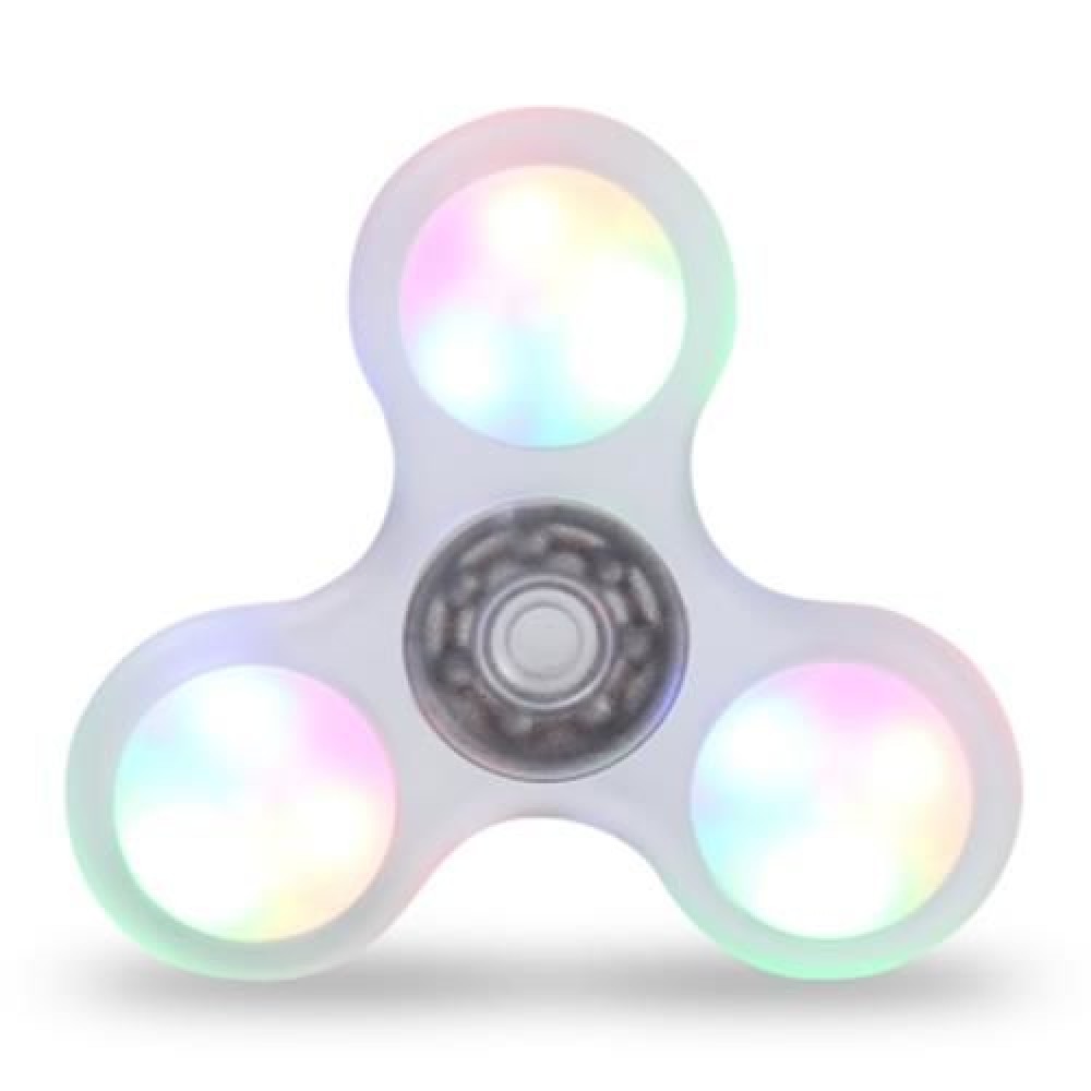 LED LIGHT PLASTIC FIDGET SPINNER FINGER GYRO (CLEAR WHITE)