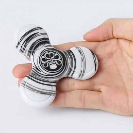 ANTI-STRESS TOY PLASTIC PATTERNED FIDGET SPINNER (BLACK)