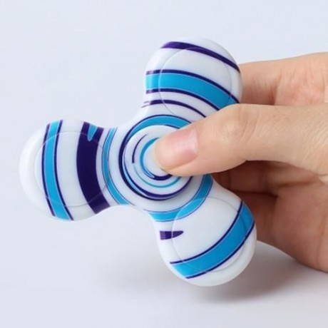 ANTI-STRESS TOY PLASTIC PATTERNED FIDGET SPINNER (BLUE)