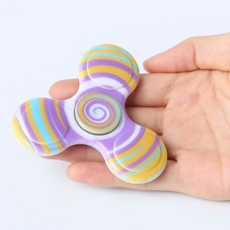 ANTI-STRESS TOY PLASTIC PATTERNED FIDGET SPINNER (YELLOW)