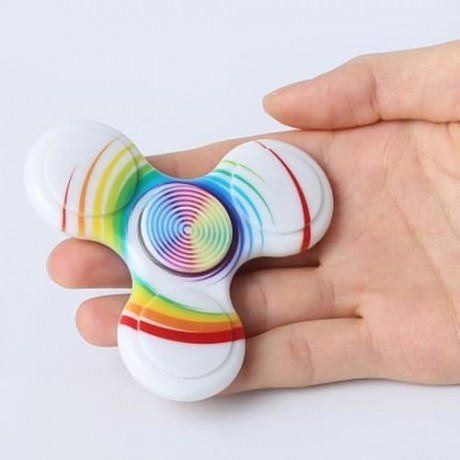ANTI-STRESS TOY PLASTIC PATTERNED FIDGET SPINNER (WHITE)
