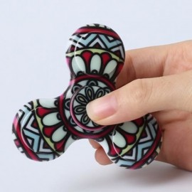 FIDDLE TOY PLASTIC MANDALA PATTERNED FIDGET SPINNER (BLACK)