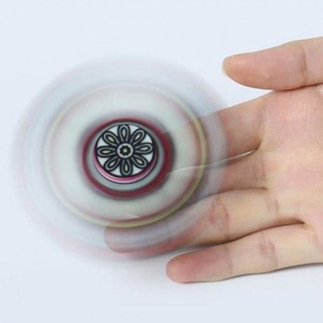 FIDDLE TOY PLASTIC MANDALA PATTERNED FIDGET SPINNER (BLACK)
