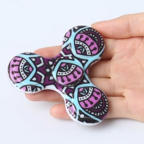 FIDDLE TOY PLASTIC MANDALA PATTERNED FIDGET SPINNER (PURPLE)
