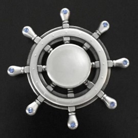 FIDDLE TOY RHINESTONE RUDDER FIDGET METAL SPINNER (SILVER)