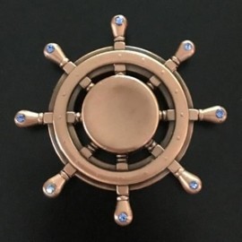 FIDDLE TOY RHINESTONE RUDDER FIDGET METAL SPINNER (ROSE GOLD)